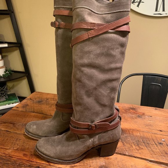 Frye Jane Strappy Tall Suede Boots - Picture 5 of 6